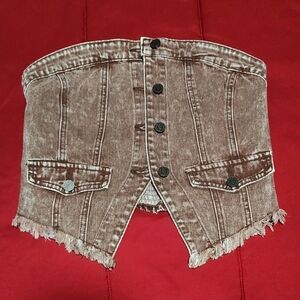 Vintage-Inspired Brown Jean Shorts